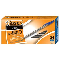 BIC 크리스탈 엑스트라 볼드 볼펜 두꺼운 굵기 1.6mm 24개입, Blue_Ballpoint Pen