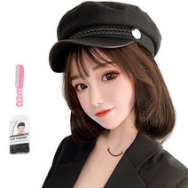 가발위드 단발 스트레이트 헌팅캡 모자가발1개+가발전용빗1개+가발망1개 세트상품, 라이트브라운, 1세트