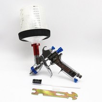 구리스건 그리스건 펌프1.5mm 스프레이 건 페인트 중력 피드 어댑터 및 플라스틱 믹싱 컵 뚜껑 에어 브러시, 02 with pps tank