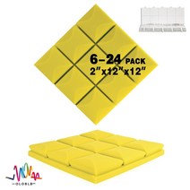 방음재 흡음재 방음스펀지 어쿠스틱 스튜디오 폼 버섯 웨지 타일 방음 벽 패널 고밀도 피스, 30.Yellow - High Density-24 Pc