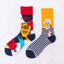 짝짝이 양말 언발란스 패션 칼라 코디 삭스 피카소 그림 캐주얼 스타일 작품 디자인