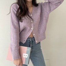 [색감good] 루미 믹스 컬러 브이넥 파스텔 무지 니트 가디건