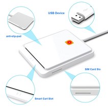 USB 스마트 카드 리더기 아이폰 7 8 10 8 10 리눅스 OS 지원 은행 IC/ID EMV DNIE ATM cac용 SIM 클론 커넥터 리더기, 01 WHITE, 01 WHITE