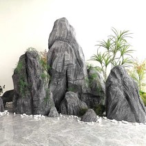 인조바위 조경석 경관석 괴석 돌 분재 산수경석 장식, 높이 40cm 그레이