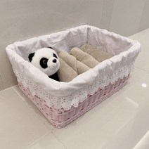 등나무 직사각 라탄바구니 라지 J016P, 핑크