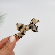 시크몽 프랑스핀 셀룰로오스 호피 오로라 큐빅 스톤 더블 리본 6 cm 수동 똑핀