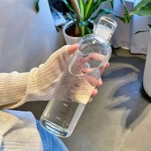 다이어트물병 유리 보틀 헬스 하루 시간 1리터 물병 500ml 2color, 투명, 투명