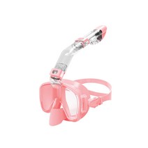 인피아 스노쿨링마스크 프리다이빙 수중 장비 듀얼글라스, 핑크