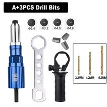 전기 리벳 건 무선 도구 삽입 너트 당겨 2.4mm-4.8mm 드릴 총 변환기, [03] with 3pc drill bits