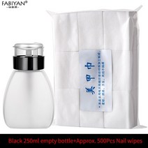 250Ml 네일 아트 병 빈 펌핑 디스펜서 클렌저 컨테이너 매니큐어 UV 젤 리무버 알코올 프레스 도구 네일아트 젤네일, 08 Black arc with wipes