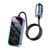 TOOCKI 차량용 뒤좌석 멀티 허브 차랴용 고속충전 시거잭 및연장선 1.5m, 155W 2C2A