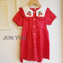 [당일발송]주니유니 국내배송 체리카라원피스 여아원피스 아동원피스 공주원피스 자매옷