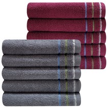 가정용 업소용 얇은 국산 수건, 회색5장+자주색5장, 1개
