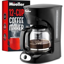 Mueller 12컵 드립 커피 메이커 - 자동 보온 기능 수위 창 머신, 기본