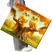 FASEN 액자 보석십자수 캔버스형 DIY 키트 40 x 50 cm, 1세트, FAN114.러블리 골드 부엉이