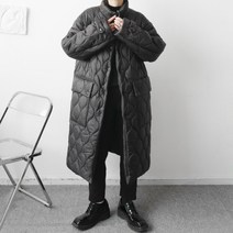 가을 겨울 남자 누빔 경량 깔깔이 롱패딩 오버핏 퀼팅 점퍼 자켓 코트