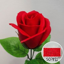 이플린 비누꽃 재료 비누 장미 꽃다발 꽃바구니 DIY, 01.3겹장미-50개입_잎사귀_레드