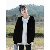 ANYOU 여성용 오버핏 맨투맨 재킷 후드집업