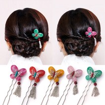 살롱드메리 비취나비 한복비녀 뒤꽂이 혼주헤어악세사리