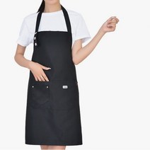 어깨끈 조절 앞치마 바리스타 미용실 식당주방 공방 원예앞치마, 블랙