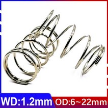 압축스프링 와이어 직경 1.2mm 압축 압력 스프링 로터 리턴 버퍼 Cylidrical 코일 Od 6mm ~ 22mm 304 스테인레스 스틸 스프링 10 피스, 1.2mm Wire diameter, 60mm Length (5pcs)