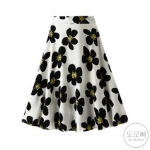 도오빠 여성 플라워 롱 스커트 플레어 밴딩 치마 A라인 꽃무늬 봄 여름 여자롱스커트 프리사이즈