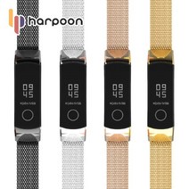 샤오미 미밴드3 메쉬 메탈 오토 스트랩, 레드, 더블버튼메쉬