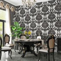 고풍 벽지 엔틱 레트로 유럽 인테리어 소폭 합지 셀프 꽃무늬 입체 거실 포인트 금색 PVC, O