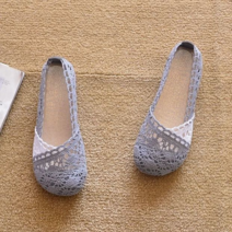 ZZJJC 아쿠아 슈즈 통굽 로퍼 메쉬 펀칭 플랫 슈즈 어부녀