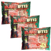 Bloody Bites Oozing Halloween Candy Blood Bags with Glow in the Dark Vampire Teeth - 3 Bags - 2１ Pac, 1