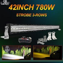 CO LIGHT 12D 스트로브 Offroad LED 라이트 바 390W 585W 780W 3 행 콤보 빔 Barra Led Bar 12V 24V LED 작업 표시 등 Lada 4, [2] 22 inch with Wires