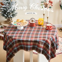크리스마스 체크 식탁보 데코레이션 세트 매장 테이블 분위기 테마 장식 세트 사진 소품, 녹색사각형120*170Cm, 하나