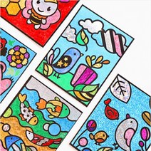 [ABC문구] 민화 포일 아트 세트 만들기 꾸미기 팝아트 동물 캐릭터 크리스마스, 3. 동물캐릭터 포일아트 (숲속새), 1개