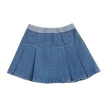 게스키즈 데님 플리츠 메탈밴드 가을 청 스커트 G26KAS020N1
