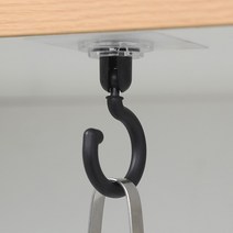 가정용 천장 로터리 후크 360 ° 회전 접착 후크 욕실 옷장 벽걸이 문 뒤 코트 다목적 후크, black, 8.5x7.5x9cm