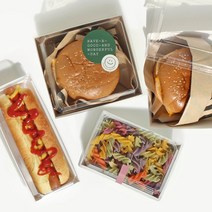 [핸즈픽] 종이트레이+뚜껑세트 10개입 일회용기 샌드위치 케이스 햄버거 샐러드 핫도그 도시락 식품포장용기, 직사각 S_튀김용, 화이트, 1세트_트레이+뚜껑 10개