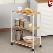 JS리빙 원목 미니 바테이블 수납장 홈바 아일랜드 보조 조리대 테이블 선반 식탁 인테리어 주방 부엌 싱크대 진열대 이동식 3단 간이 우드 칸나 [모델명: 71MRHK153_001]