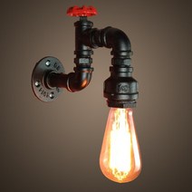 인테리어 거실 주방 복도 인테리어 벽 조명 빈티지 레토 워터 파이프 벽 램프 고정 장치 연철 로프트 인더스트리얼 아메리칸 스타일 에디슨 조명 침대 머리맡 복도 홈 데코, 01 Black