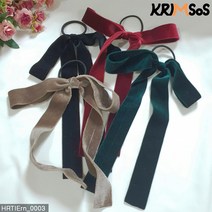 [크림소스] 벨벳 롱테일 골프 리본 헤어고무줄 머리끈 (HRTIErn_0003)