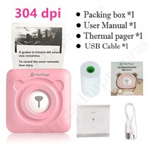 도트프린터 인쇄기 영수증 사무용 송장 다용도 라벨 원래 Peripage 304 인치 당 점 미니 포켓 프린터 블루, 02 A6 304 Pink