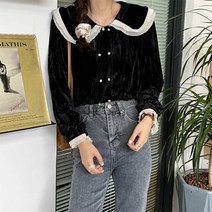 우아한블라우스 외국인 키티 주름 여성 검은 셔츠 부드러운 2022 새로운 Streetwear 봄 사무실 3682089477