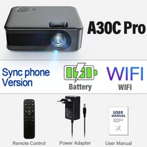 미니빔 프로젝터 빔프로젝트 가정용 캠핑 미니 휴대용 beam projector 4 30 홈 시어터 시네마 배터리 3, a30c 프로, 영국 플러그