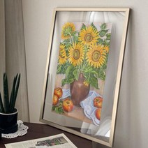 [바보사랑] 투명액자38CmX58Cm_정물화해바라기와사과, 프레임선택:화이트