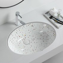 YJ-7007 테라조 언더볼세면기세면대 세면기 세면볼 도기볼, CH 무광블랙 일반형 자동폽업, P트랩(벽배수) 32cm