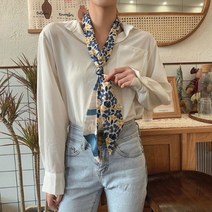 플라워 롱 타이스카프 프리미엄 쁘띠스카프 롱스카프 실크 방도 플라워 패턴 가방 스카프코디 스카프매는법