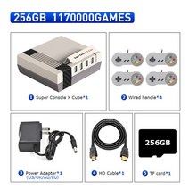 보글보글게임기 고전게임기 옛날오락기 겜보이 옛날게임기 레트로 슈퍼 콘솔 x 큐브 미니tv 비디오 게임 콘솔 pspps1dcn64 wifi hd 출력 내장 50+ 에뮬레이터, 큐브-256g-snes-4, 우리 플러그