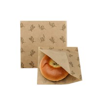 [노루지l자봉투] 나뭇잎무늬(흰색) L자형 종이봉투 노루지 유산지 200매 토스트 샌드위치 베이킹, 13x13