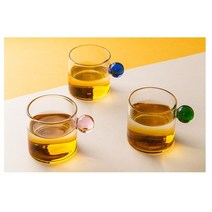 투명 손잡이 가벼운 내열유리에스프레소잔 꽃차 보이차 찻잔 작은잔, 핑크
