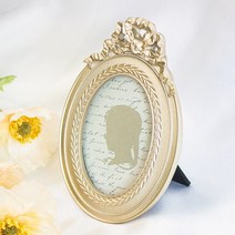 베이지골드 타원액자 미니 앤티크소품 액자 (kkjj136), 1개