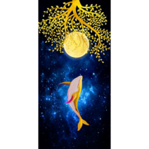 큐빅 행운 고래 비즈 대형 보석십자수 재료 현관 재물복 인테리어 사무실, 60x110cm